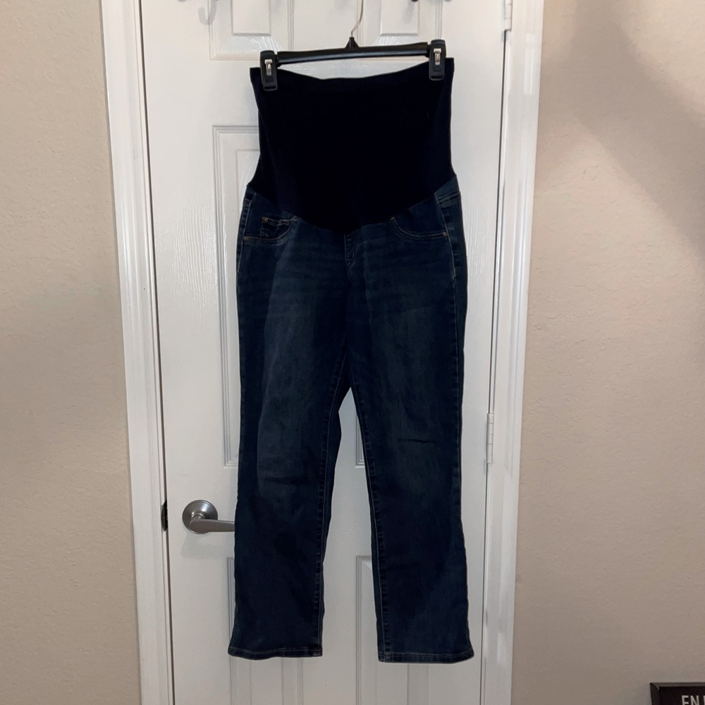 Indigo Blue Maternity Skinny Jeans Dark Blue Size Large (12-14)